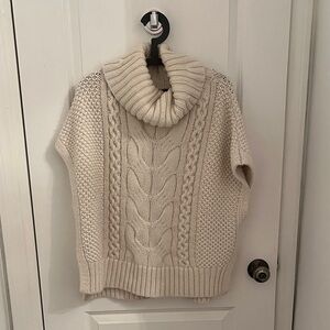 Banana Republic Large Cozy Cream Cable Knit Turtleneck Sweater